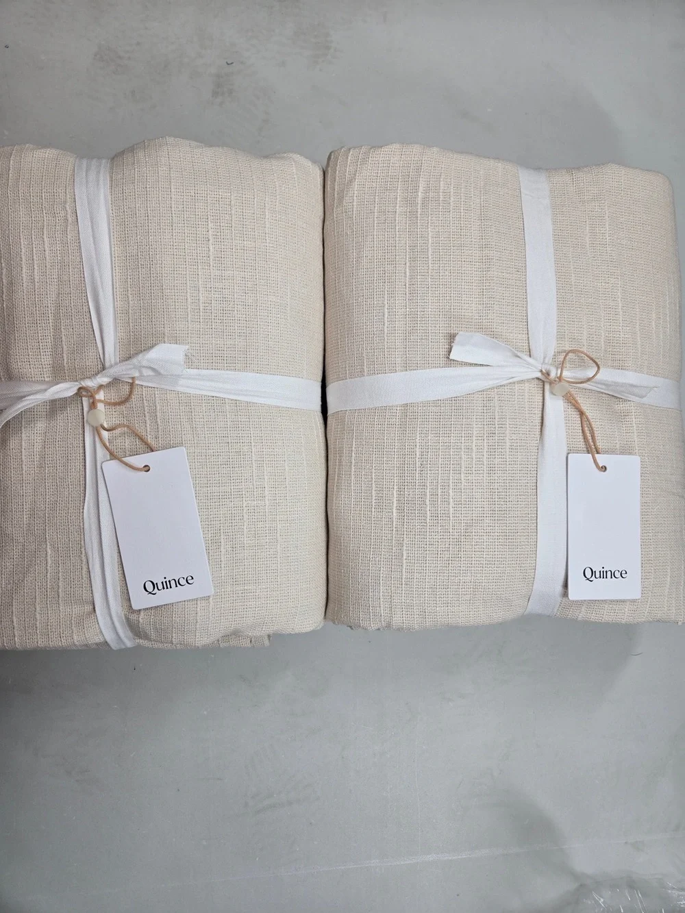 NWT QUINCE Set Of 2 48x96 Cotton Slub Room Darkening Curtains Natural 9741